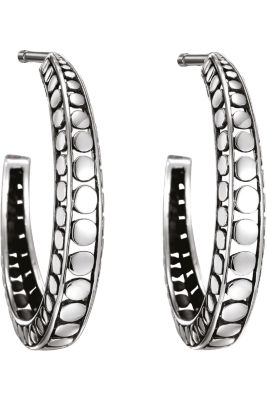 Dot Silver Medium Hoop Earrings at Tourneau